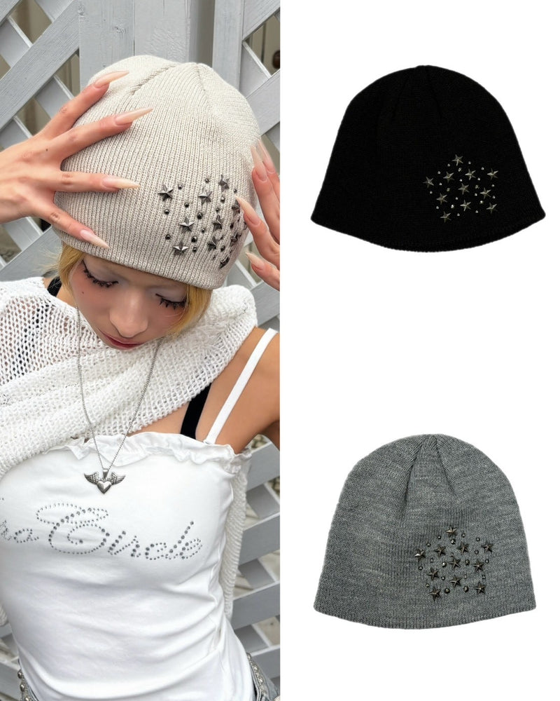 受注制【Never mind the XU】star studs beanie (3color)