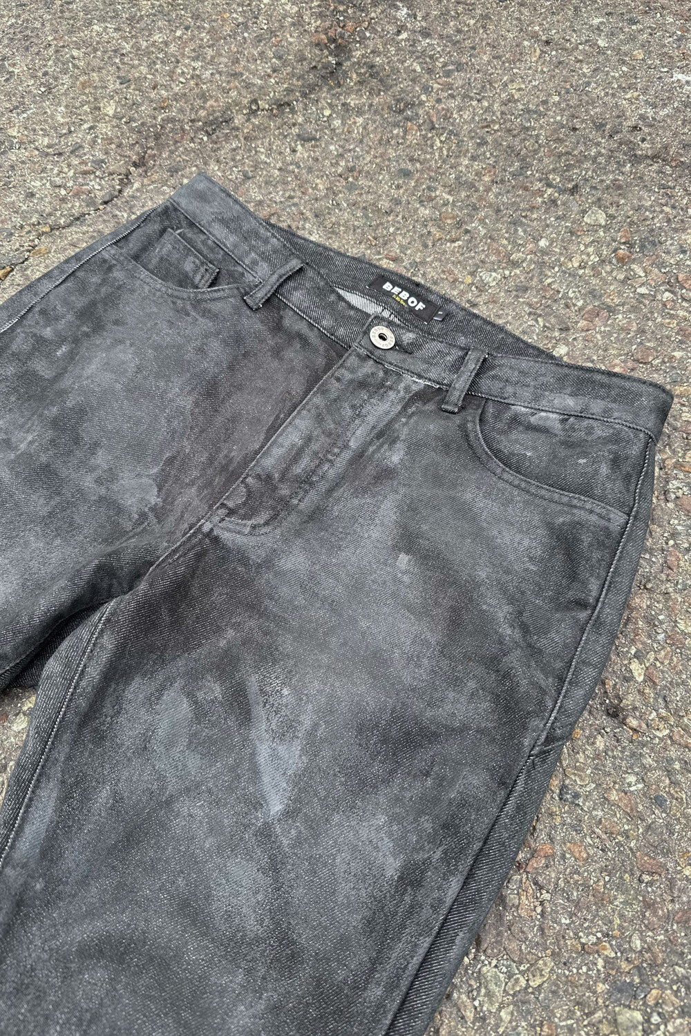 【BEBOF】Black Side Cut Flared Jeans