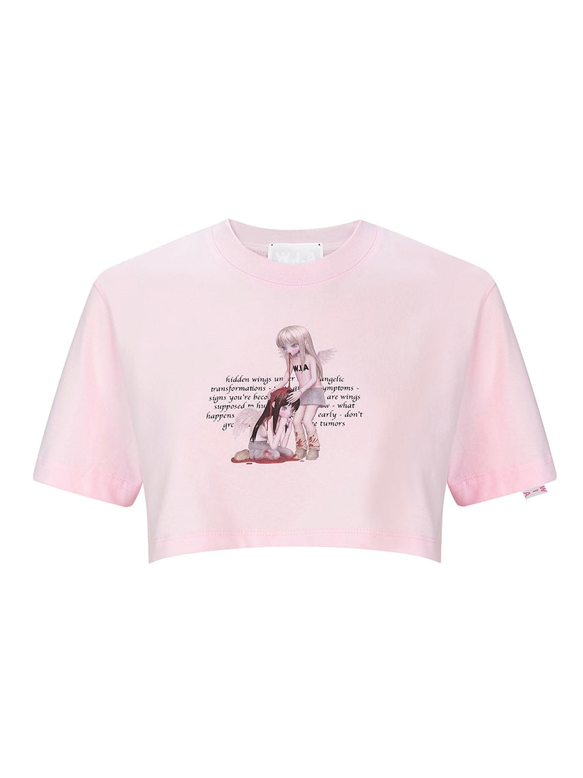 【W.I.A】W X N PINK CROP T-SHIRT 004