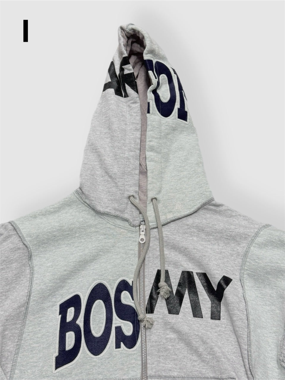 【Re +】double zip cutting switch hoodie (gray)