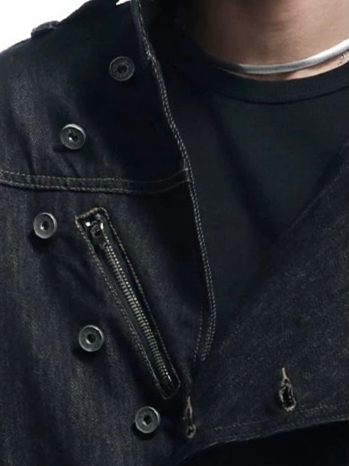 【DND4DES】Raw Denim Long Button Jacket
