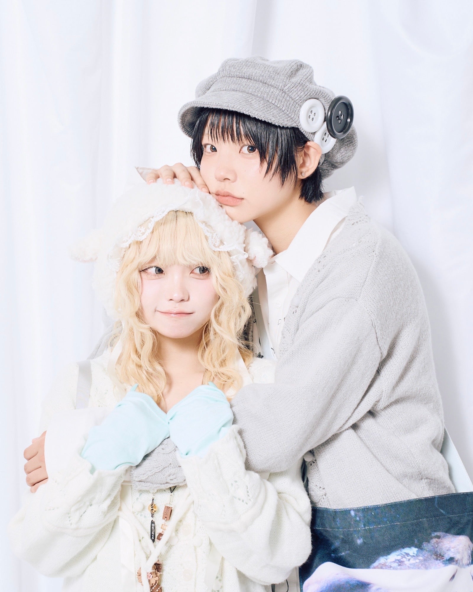 9/18 20:00 発売 国際配送【Nerd out XU】Cozy Vintage Gray Bubble Knit cardigan