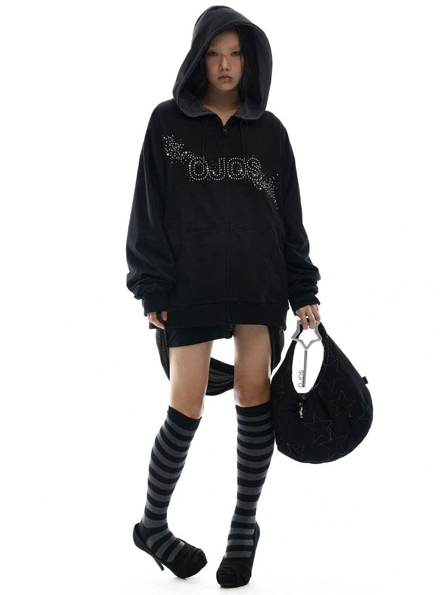 【OJOS】Hotfix Logo Hoodie Zip-up