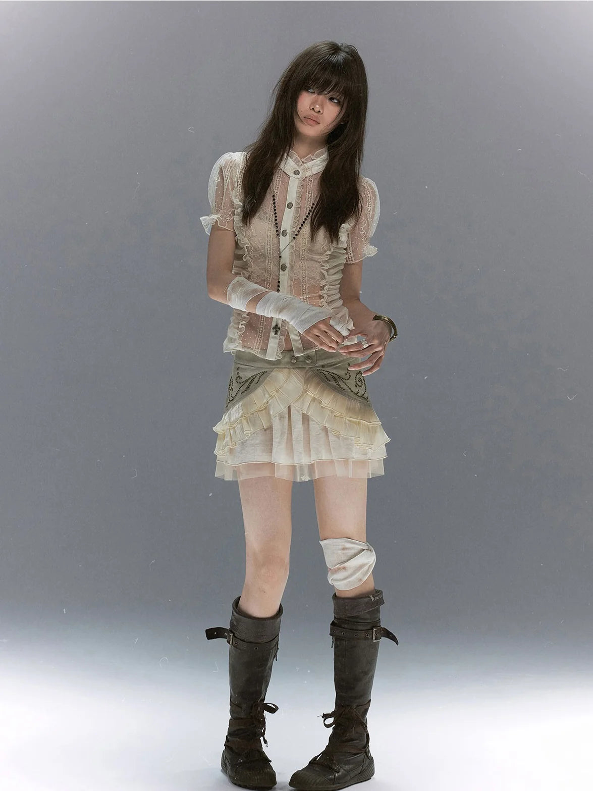 【Cest Nous】Vine pleated short skirt