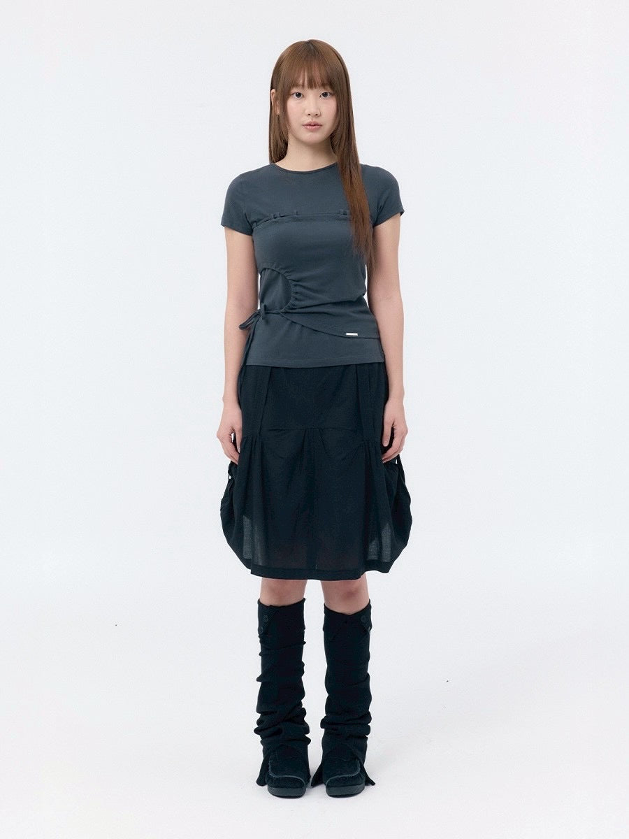 【Miseki seoul】String shirring short sleeve