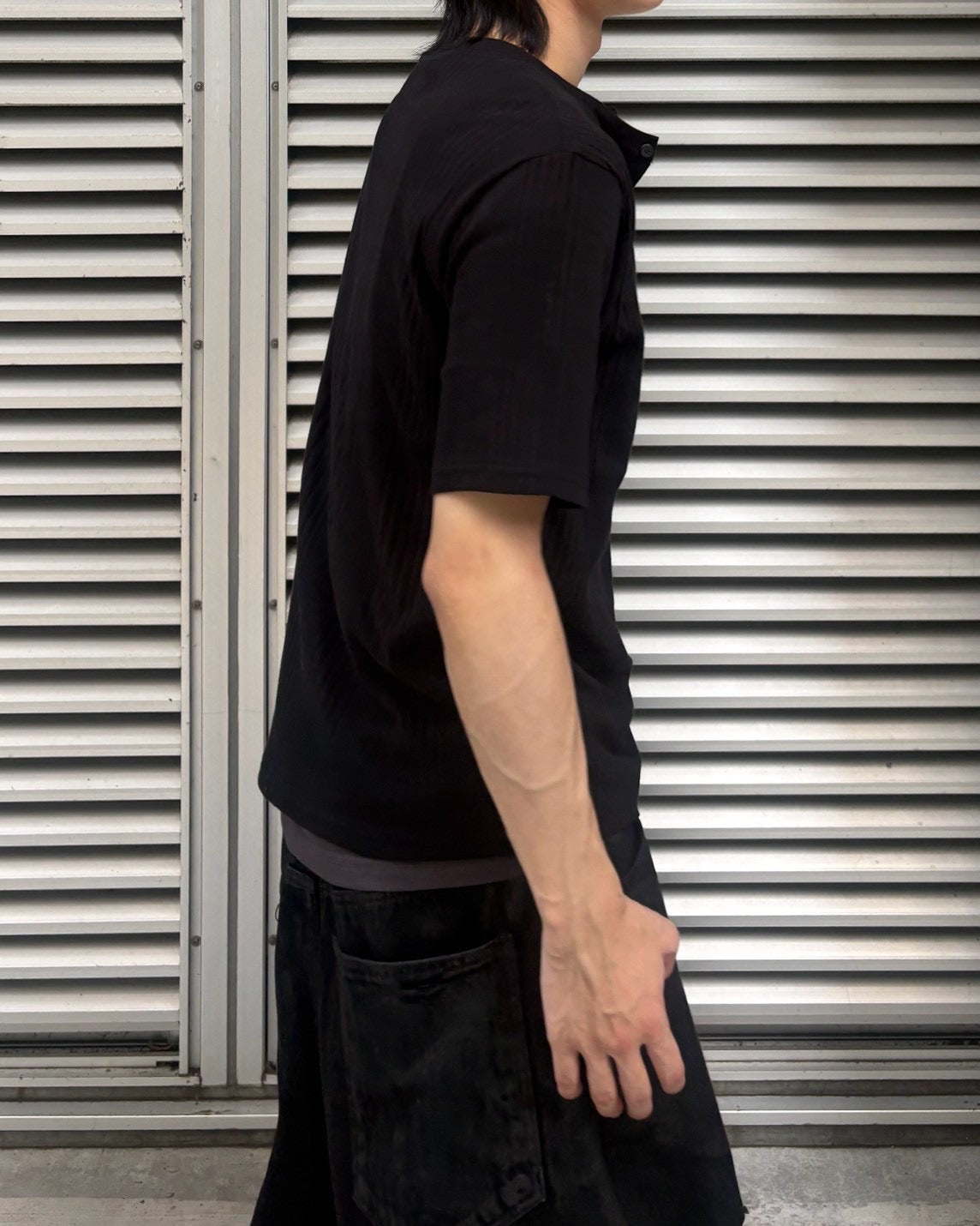 受注制【nmtc+】Ribbed Henley Neck Tee (3color)