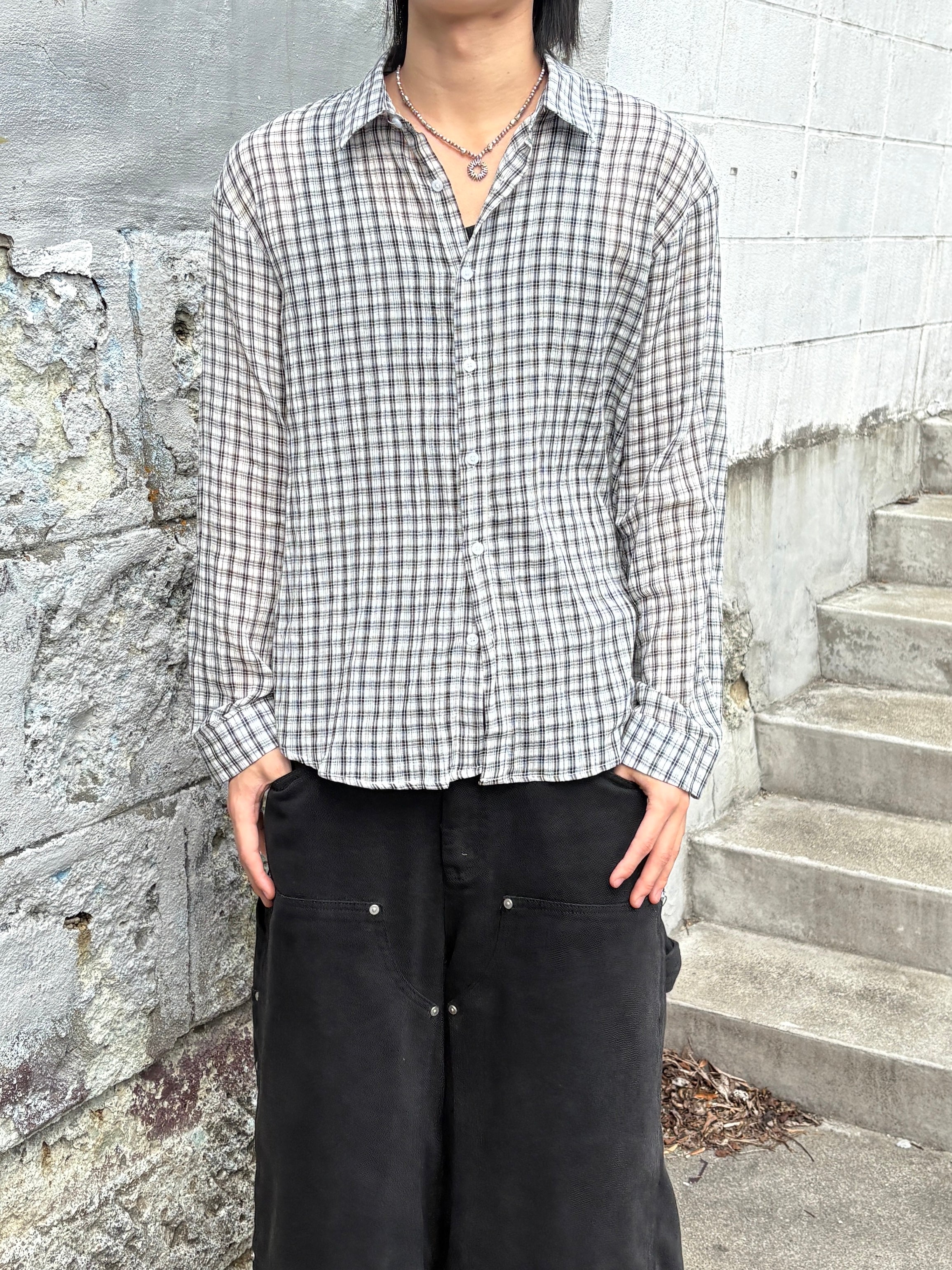 受注制【youll】sheer check shirt (3color)