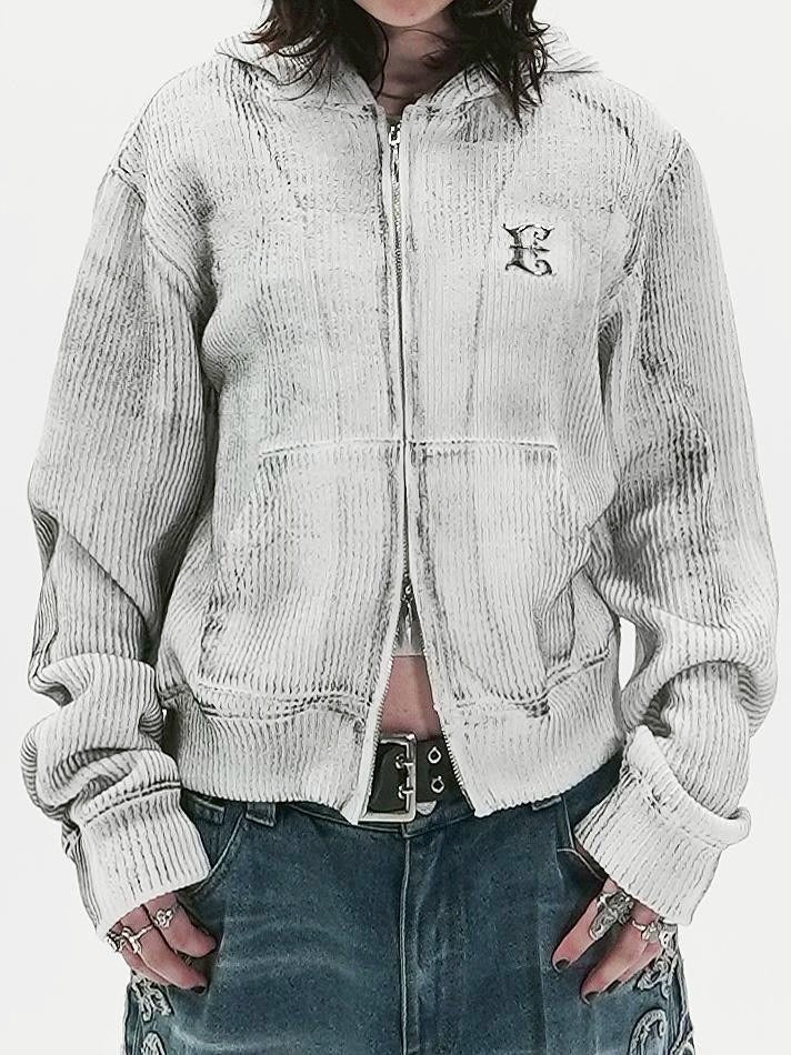 【E RIN AI E】E ASH KNIT HOODIE ZIP UP