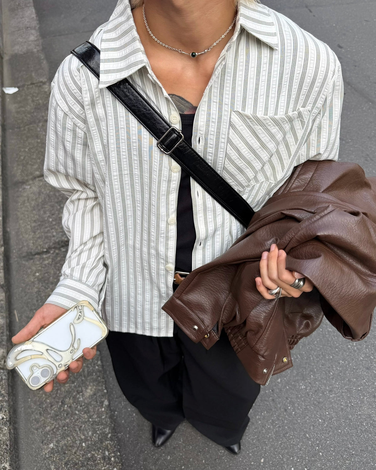 国際配送【RENOL】stripe boxy shirt