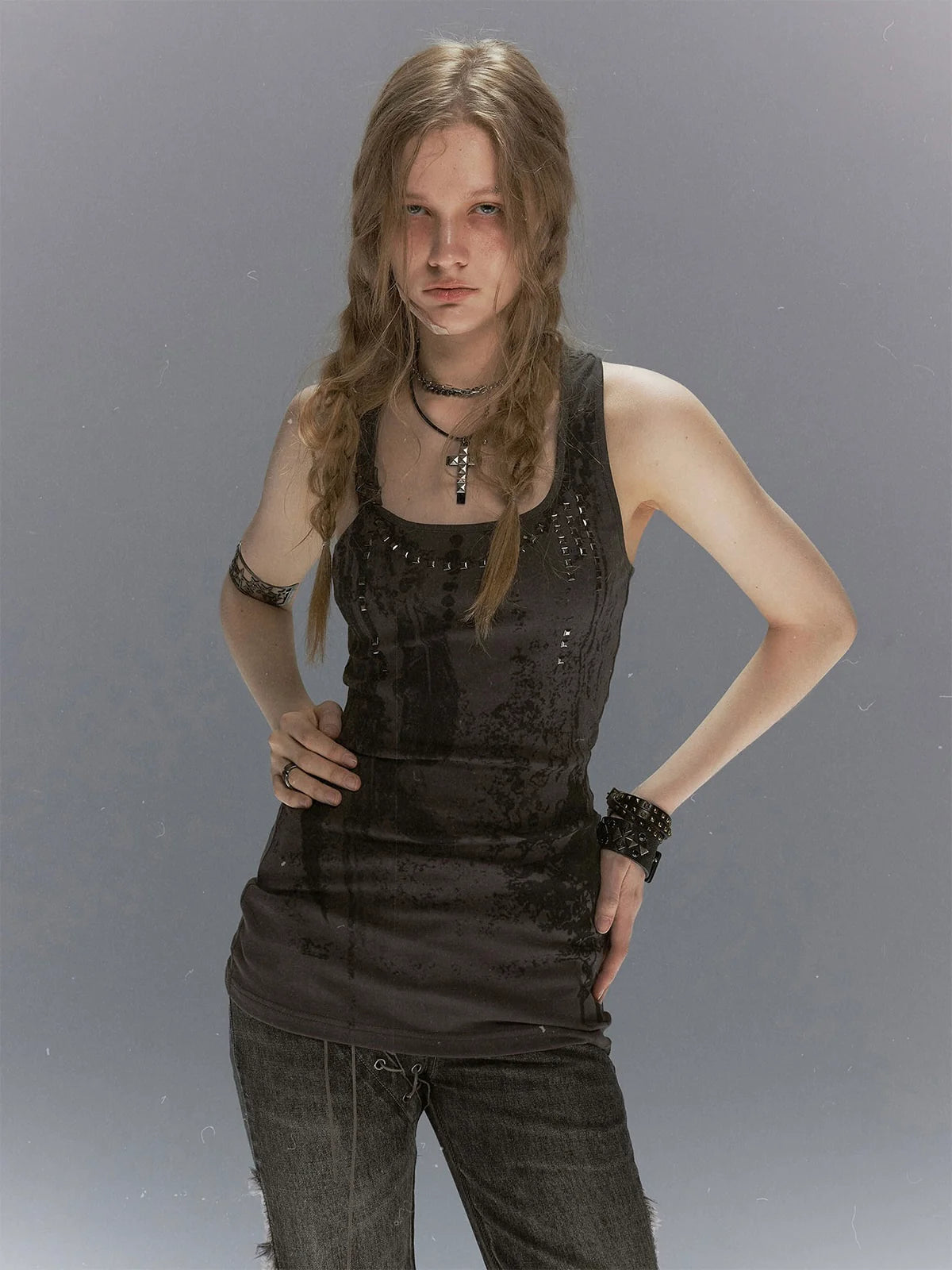 【Cest Nous】Feather rivet camisole
