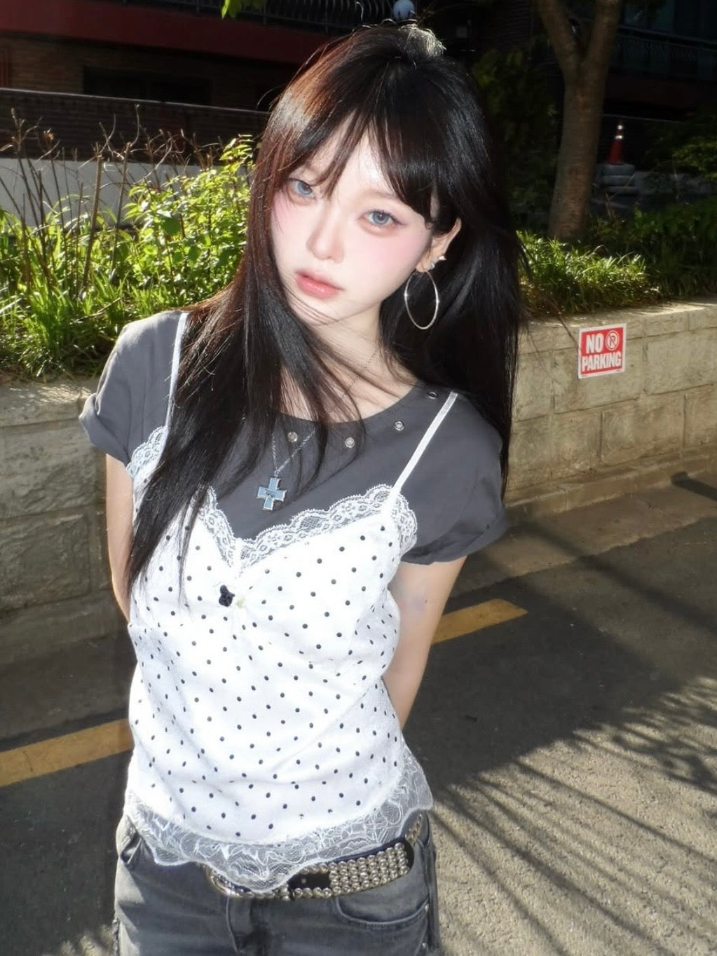 【CHERRYQUIRI】Dot Cami Layered Sleeveless