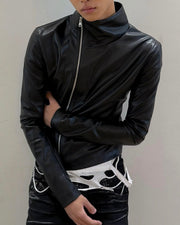【LECYTO】Offset Leather Jacket