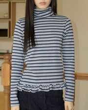 【Uglyshadow】STRIPE TURTLENECK TEE