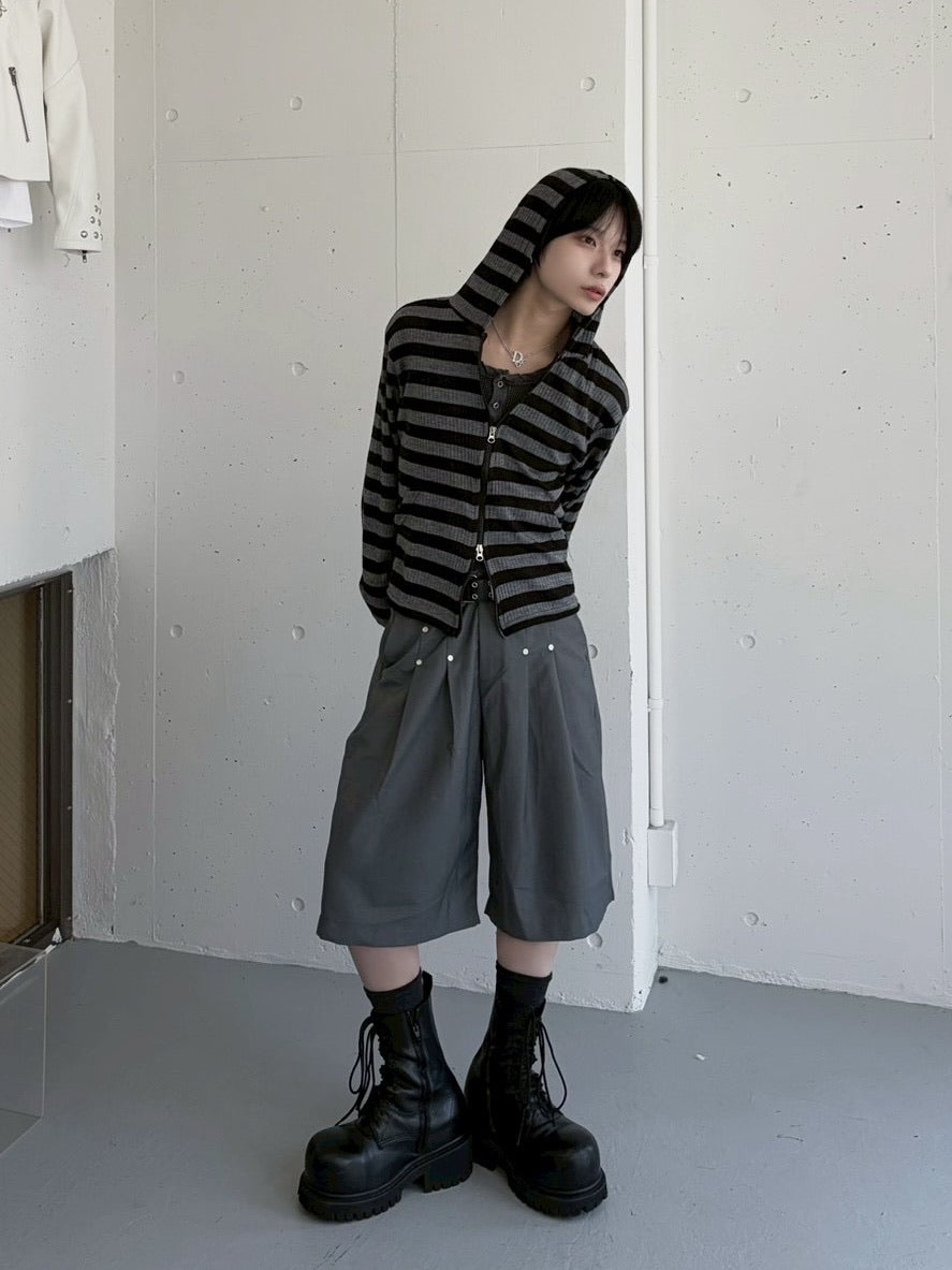 国際配送【LUV CODE】rivet bermuda pants (2color)