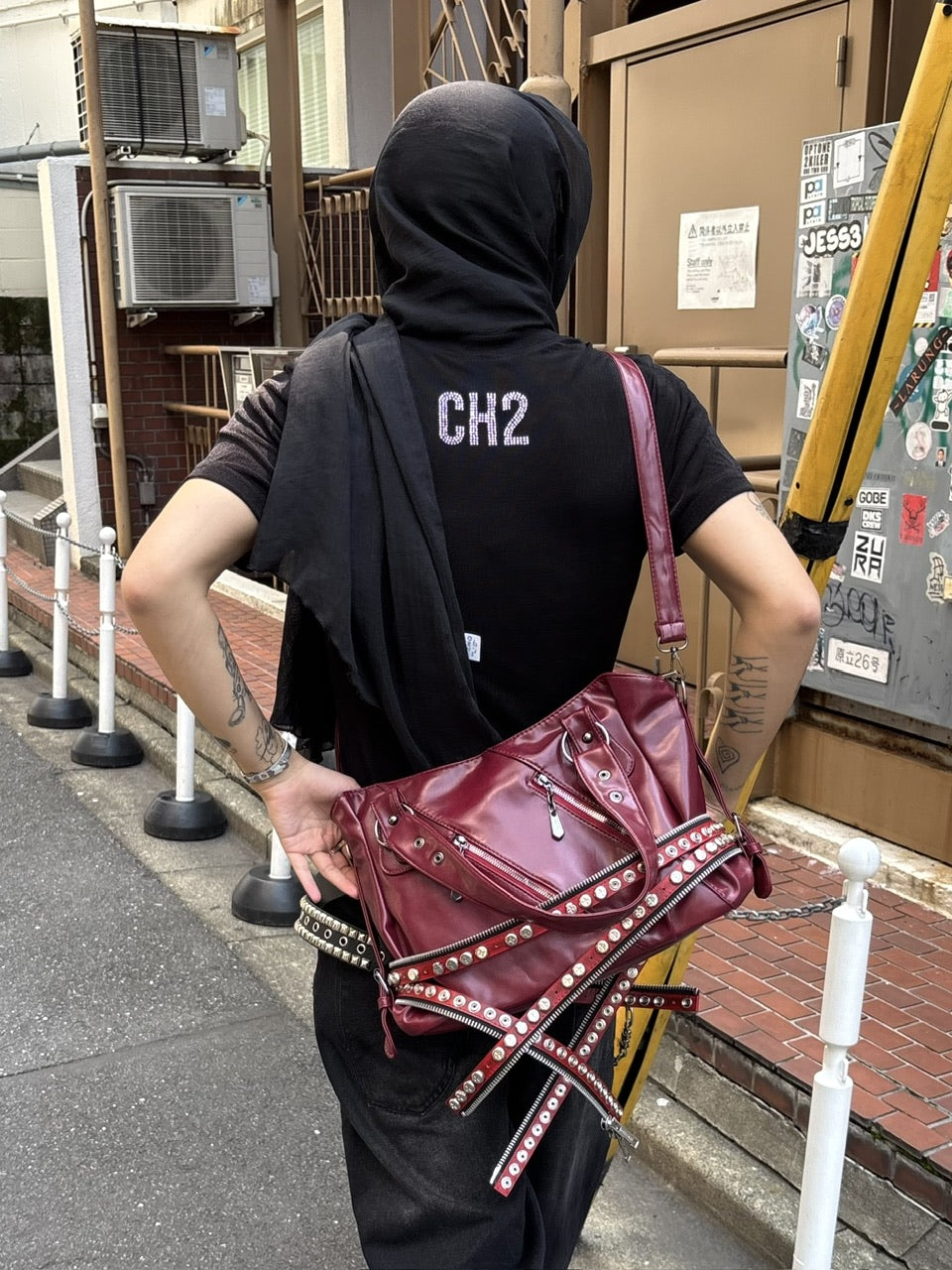 受注制【Never mind the XU】2way faux leather bag (4color)