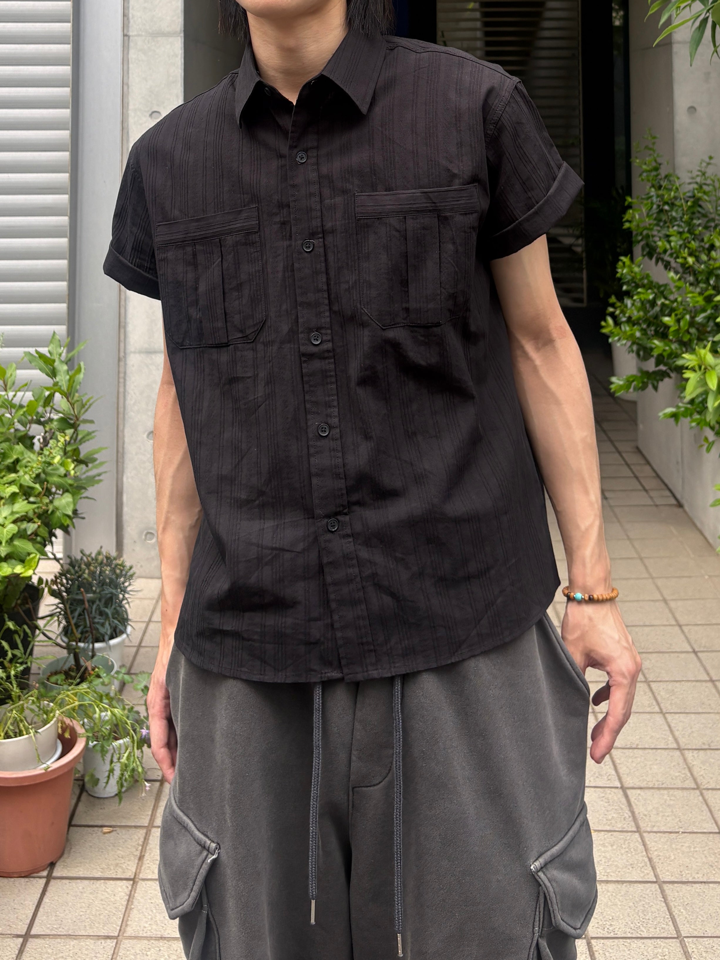 受注制【youll】jacquard cropped shirt (2color)
