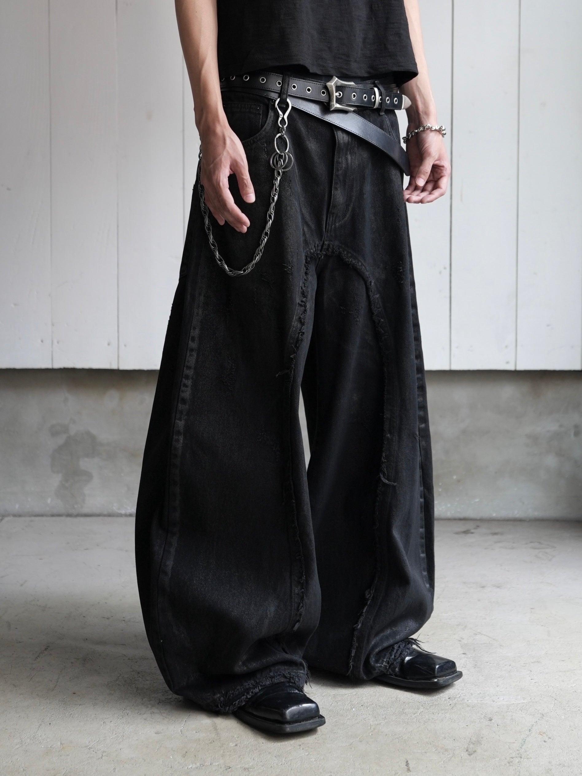 【Chikashitsu +】coating denim pants CHIKASHITSU PLUS HIGH】Washed coating denim pants – PRESSING WEB SHOP