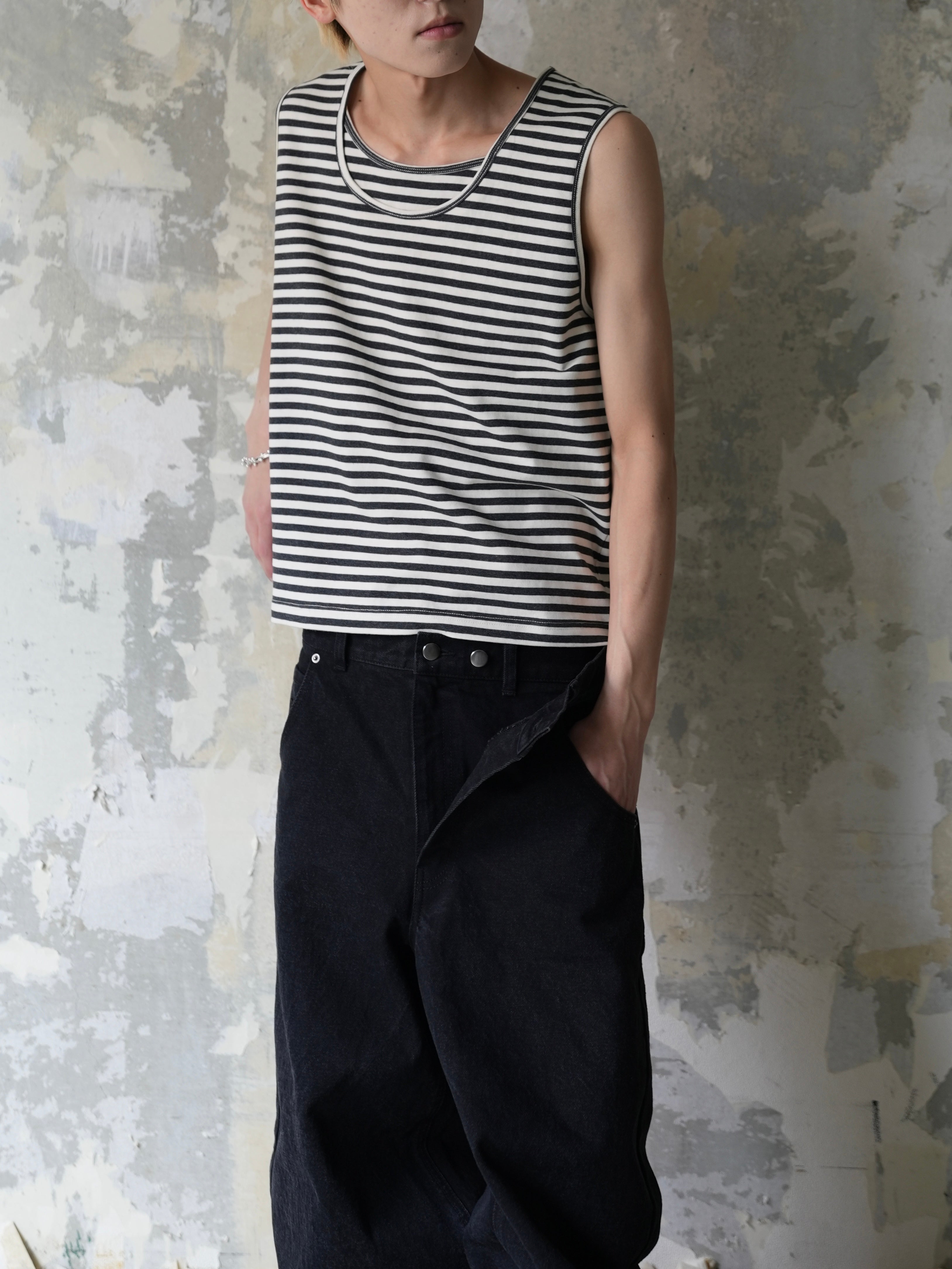 【Lee fi Ne】Layered Stripe Tank