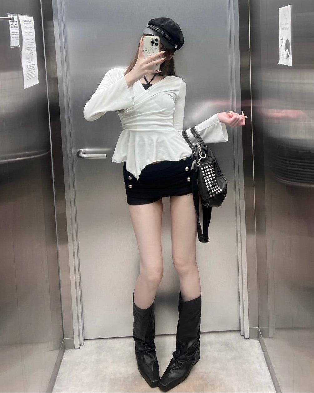 受注制【nmtc+】Draped Peplum Wrap Top (2color)