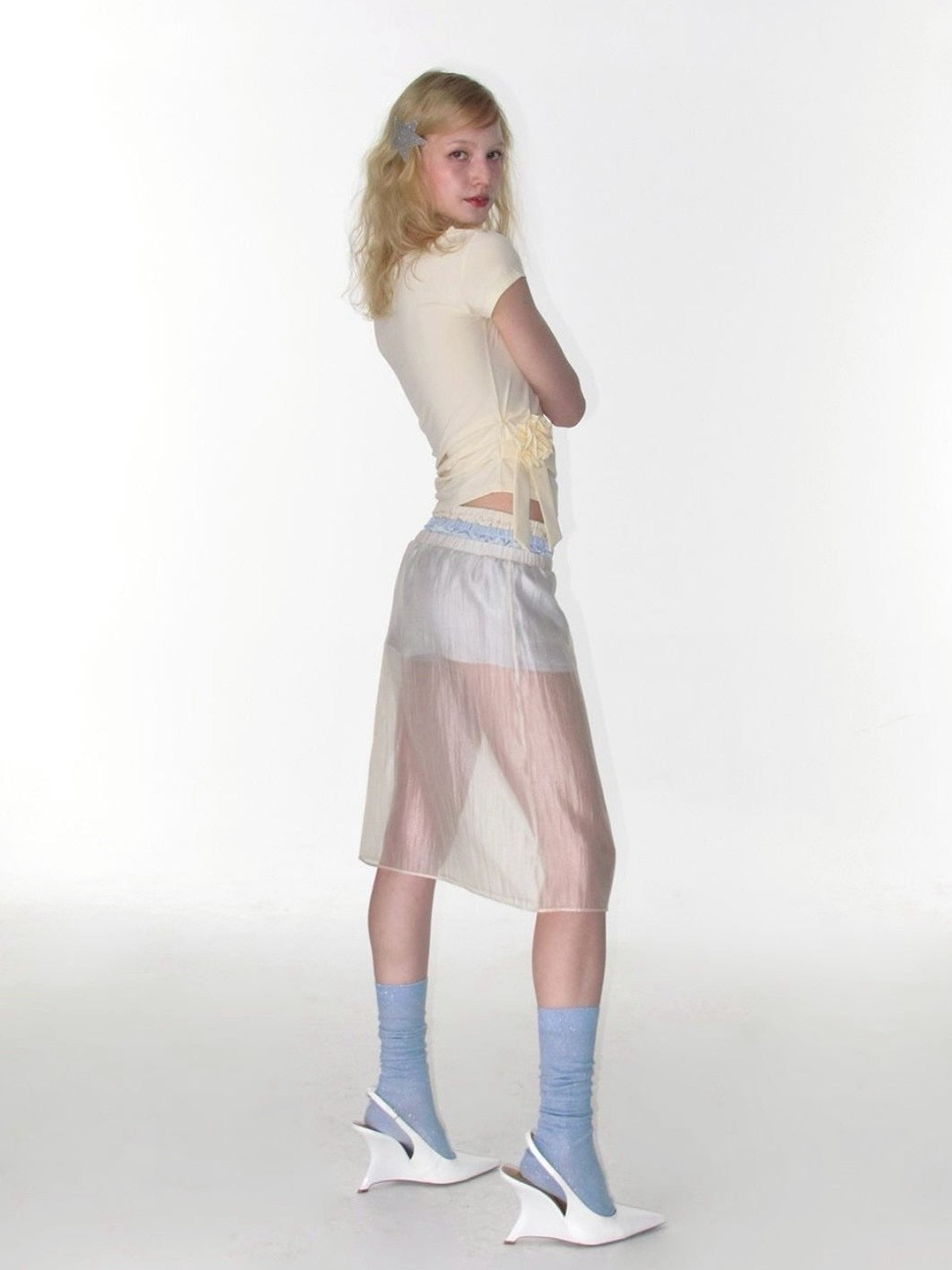 【CRANK】ROSETTE SHIRRING TOP