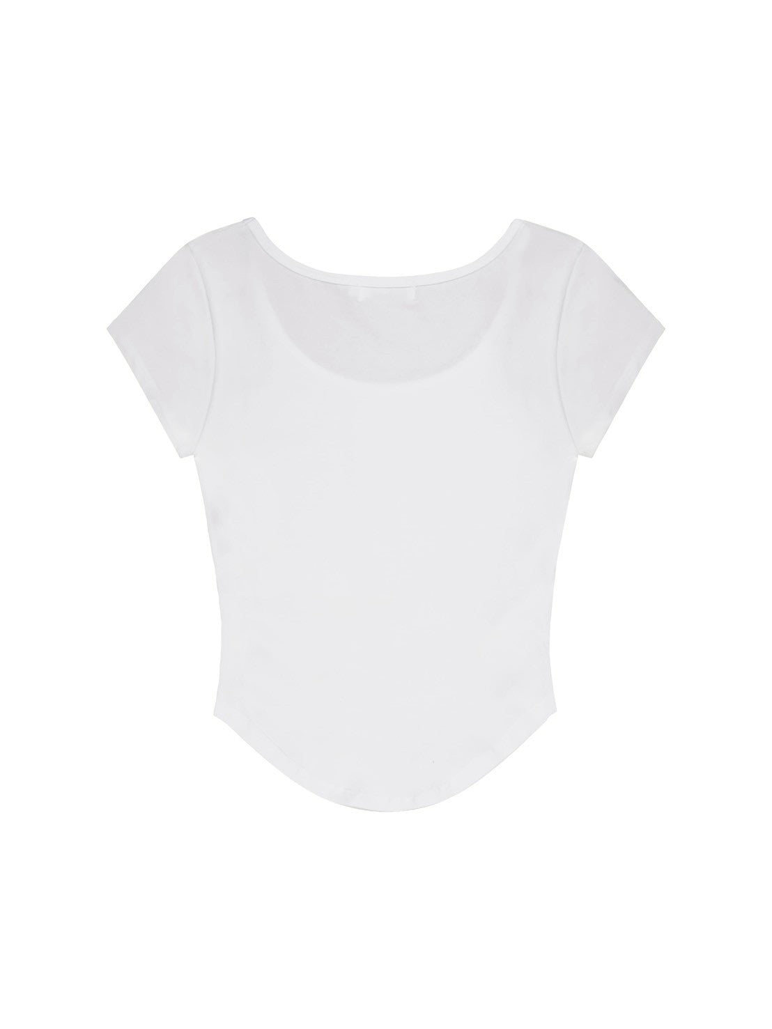 【EYEER】Hotfix Logo Shirring Short Sleeve Top
