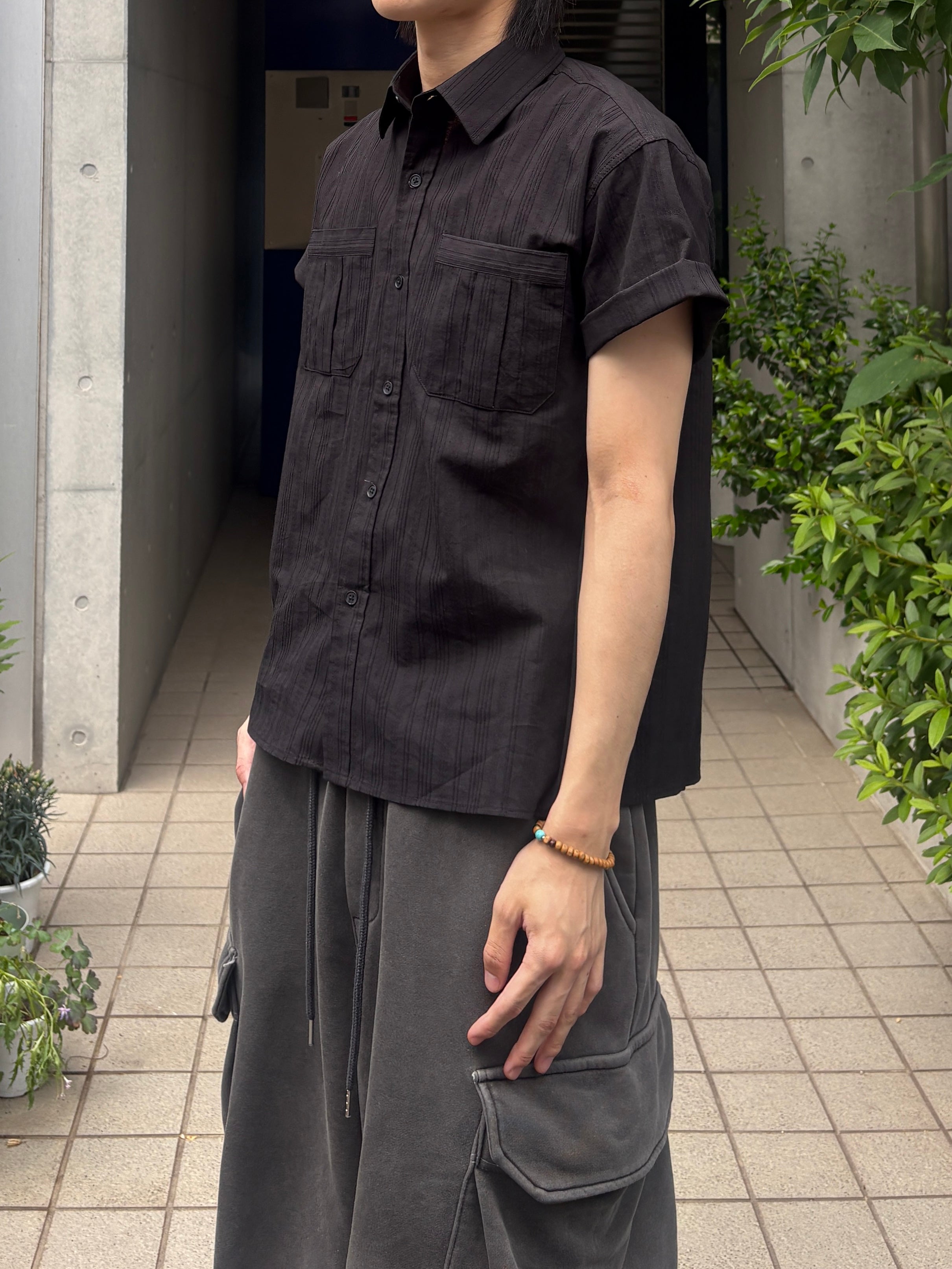 受注制【youll】jacquard cropped shirt (2color)