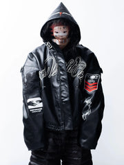 【F.V.V.O】Embroidered Hooded Bomber Jacket