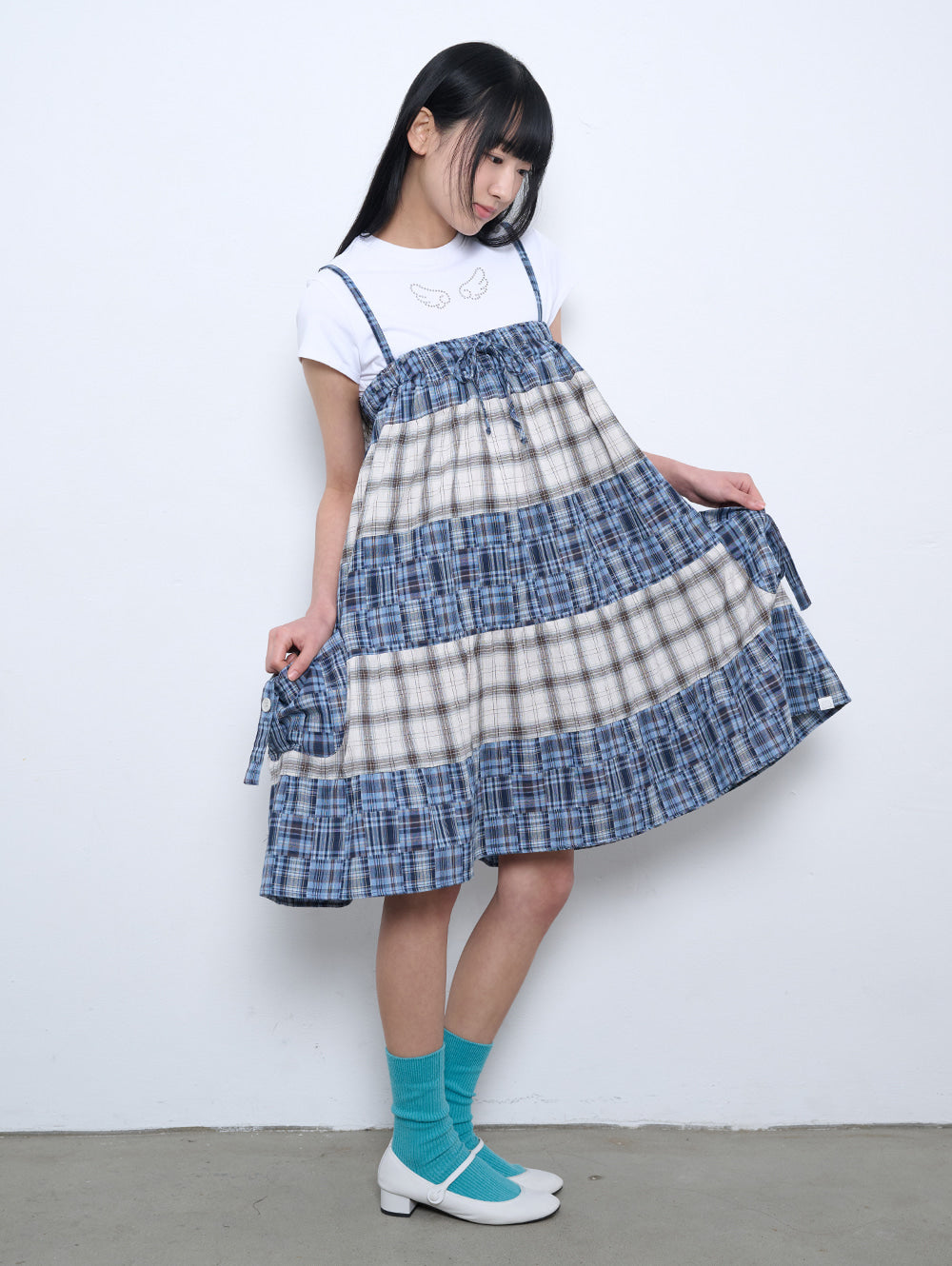 6/8 21:00発売【TUOMIO】2-WAY PATCHWORK SKIRT