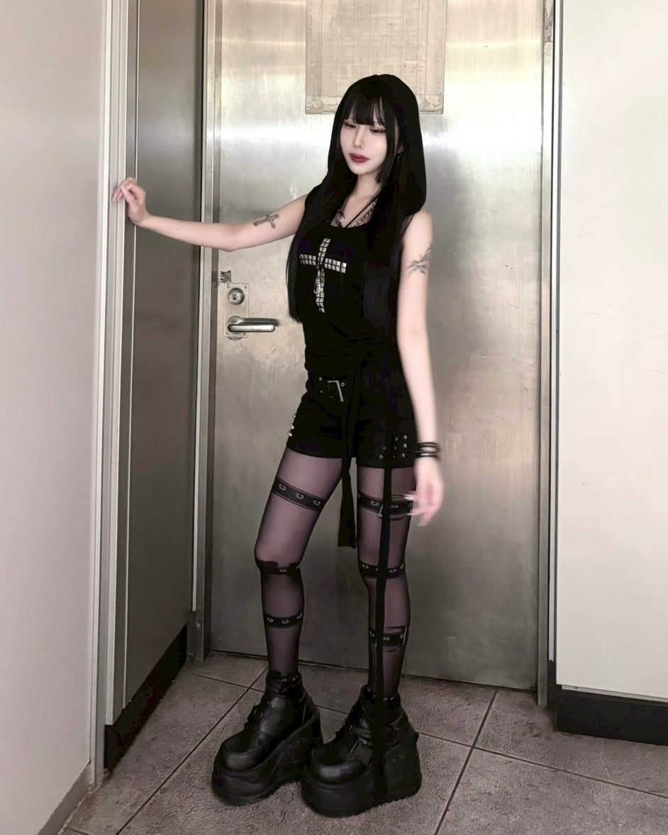 受注制【nmtc+】Hooded Wrap Sleeveless Top (2color)