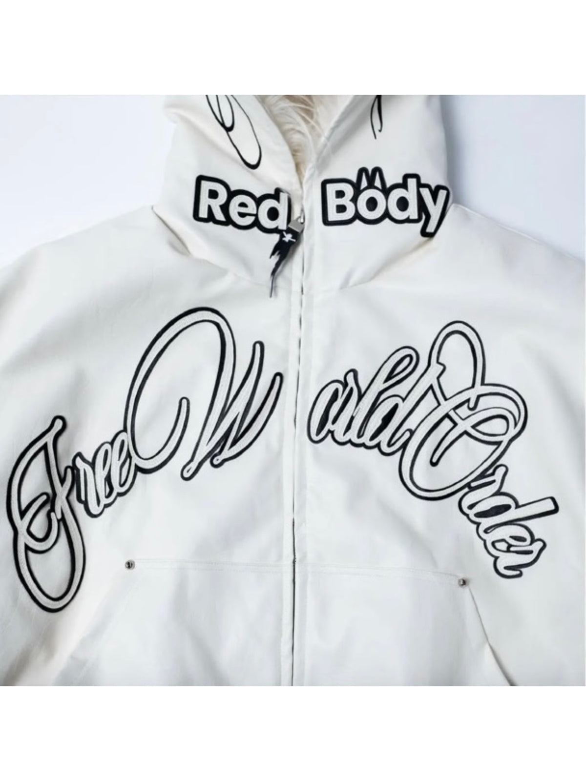 【F.V.V.O】Embroidered Hooded Bomber Jacket