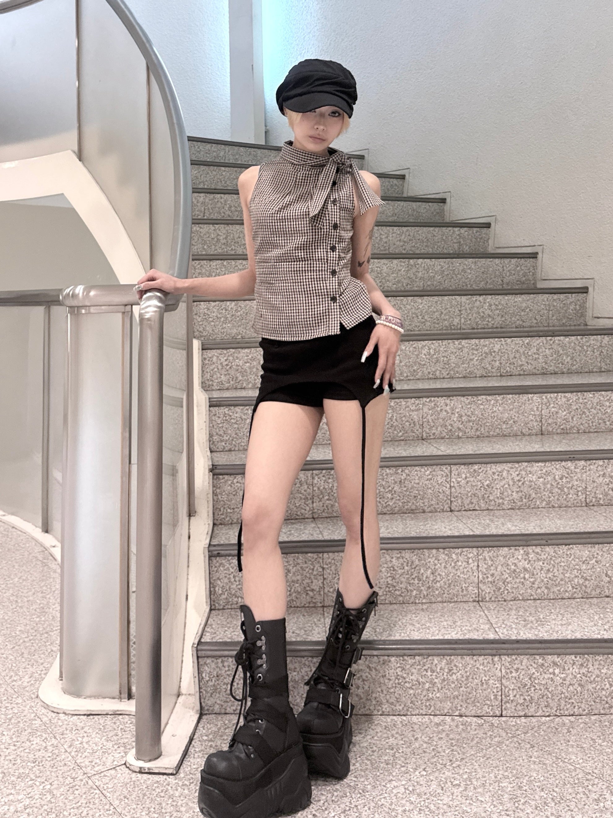 渋谷109店WEB限定受注制【nmtc+】Check Ribbon Tie Blouse