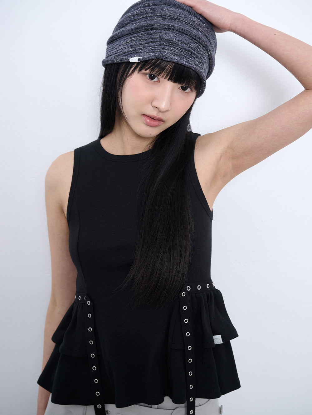 6/8 21:00発売【TUOMIO】EYELET BELTED TANK TOP