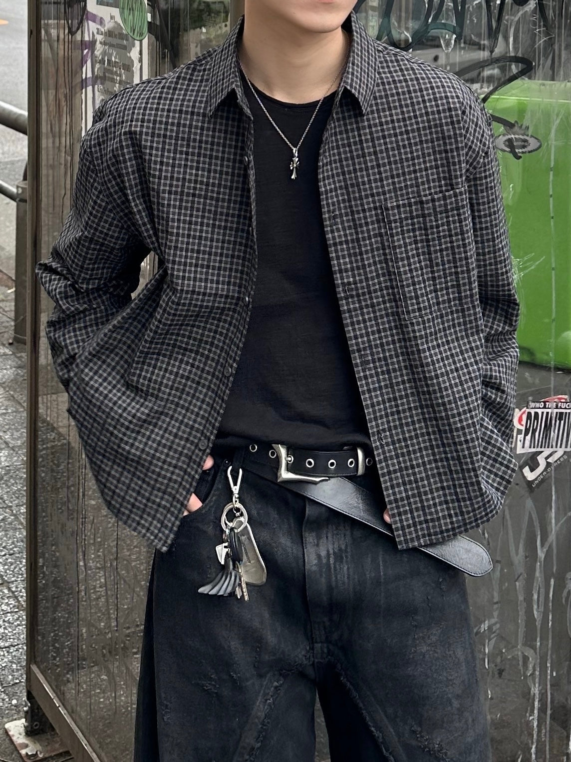 大阪店WEB限定受注制【Chikashitsu +】modern crop check shirt (2color)