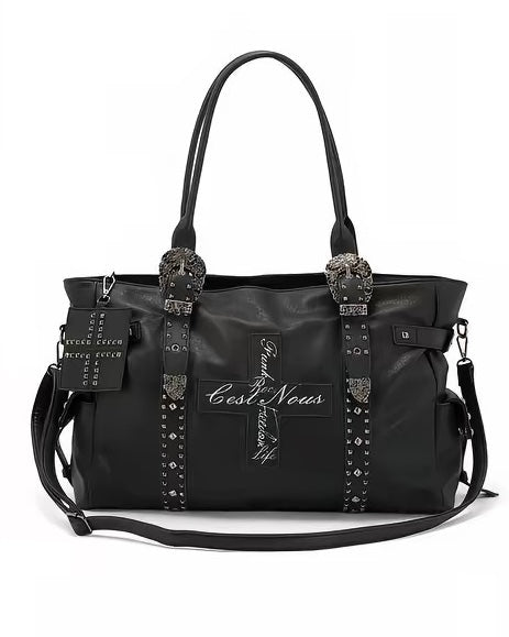 【Cest Nous】Graffiti Cross Leather Bag