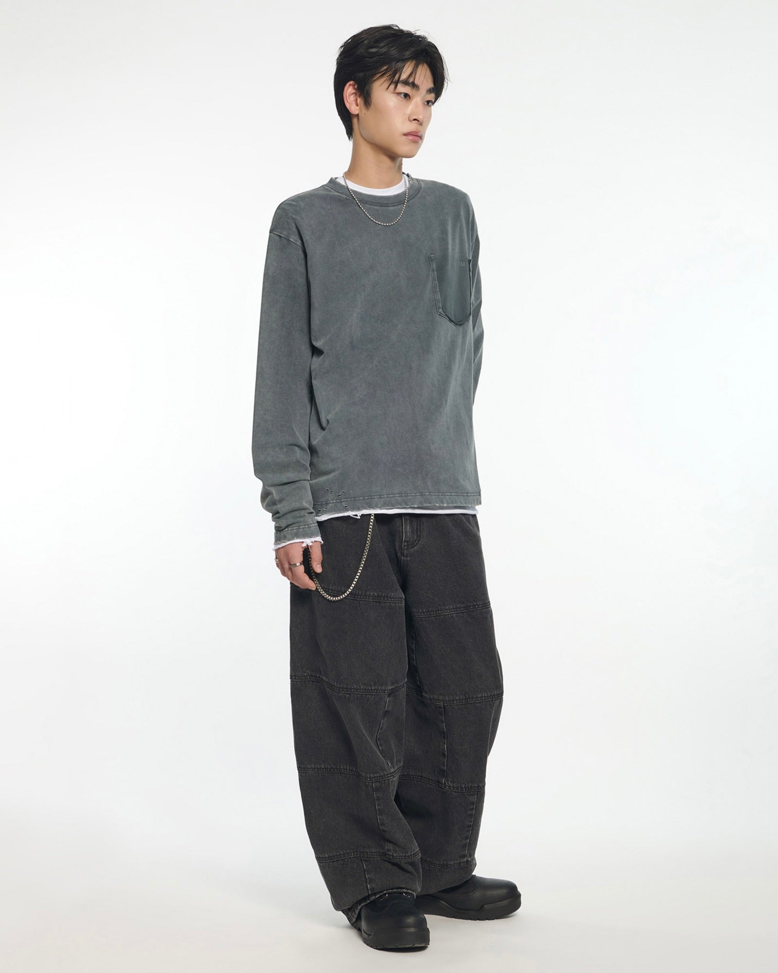 【NOMANUAL】DETACHED POCKET LONG SLEEVE TEE