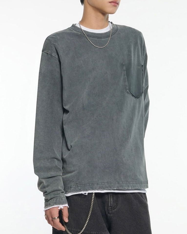 【NOMANUAL】DETACHED POCKET LONG SLEEVE TEE