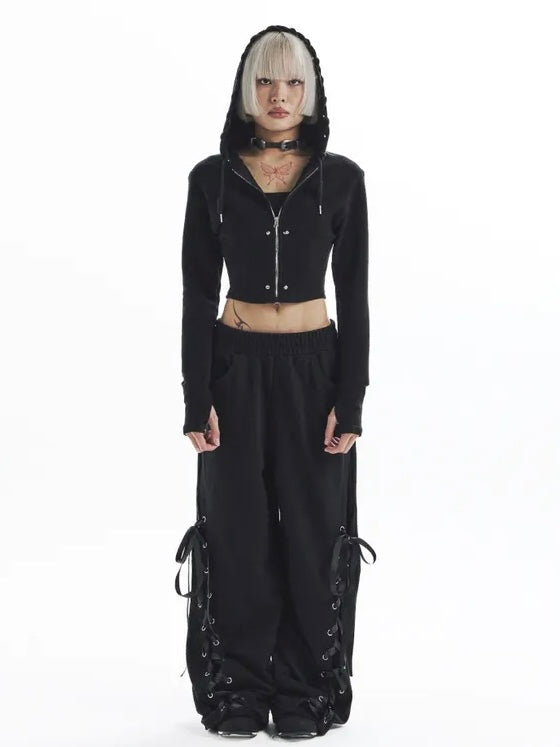 【KAIYA】tie me up hoodie zip-up