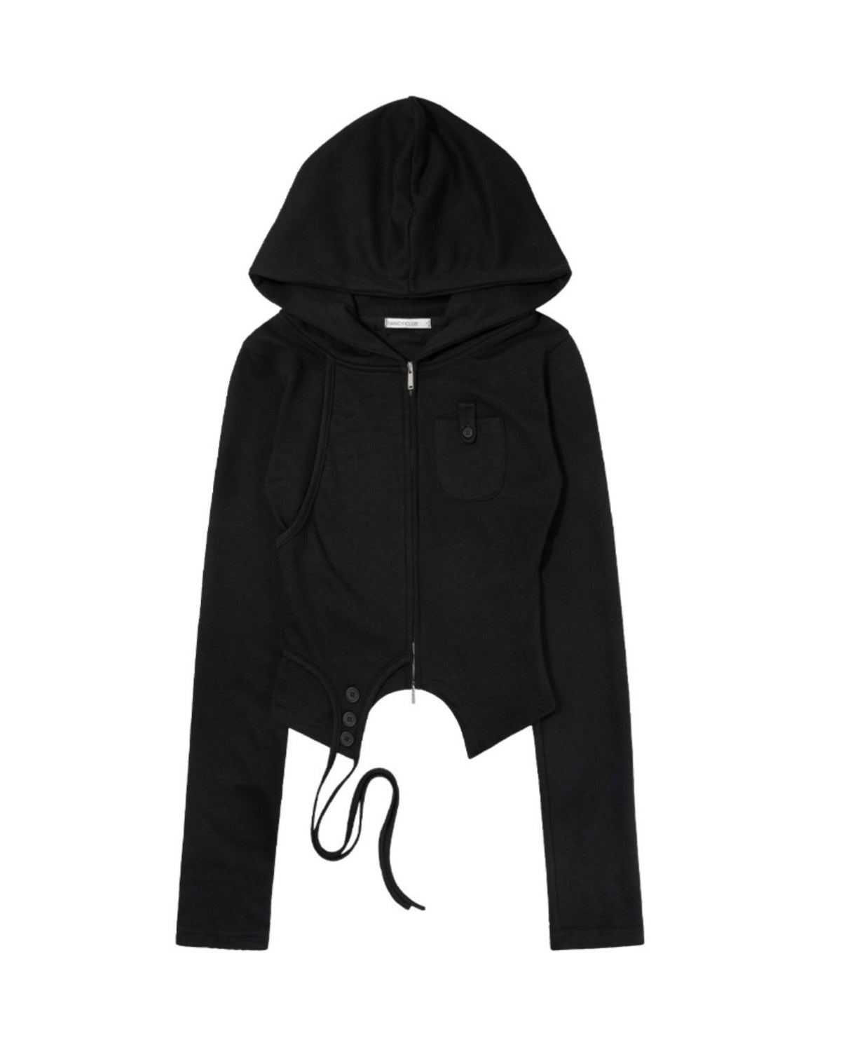【FANCY CLUB】OVERLAY CROP HOODED ZIP-UP