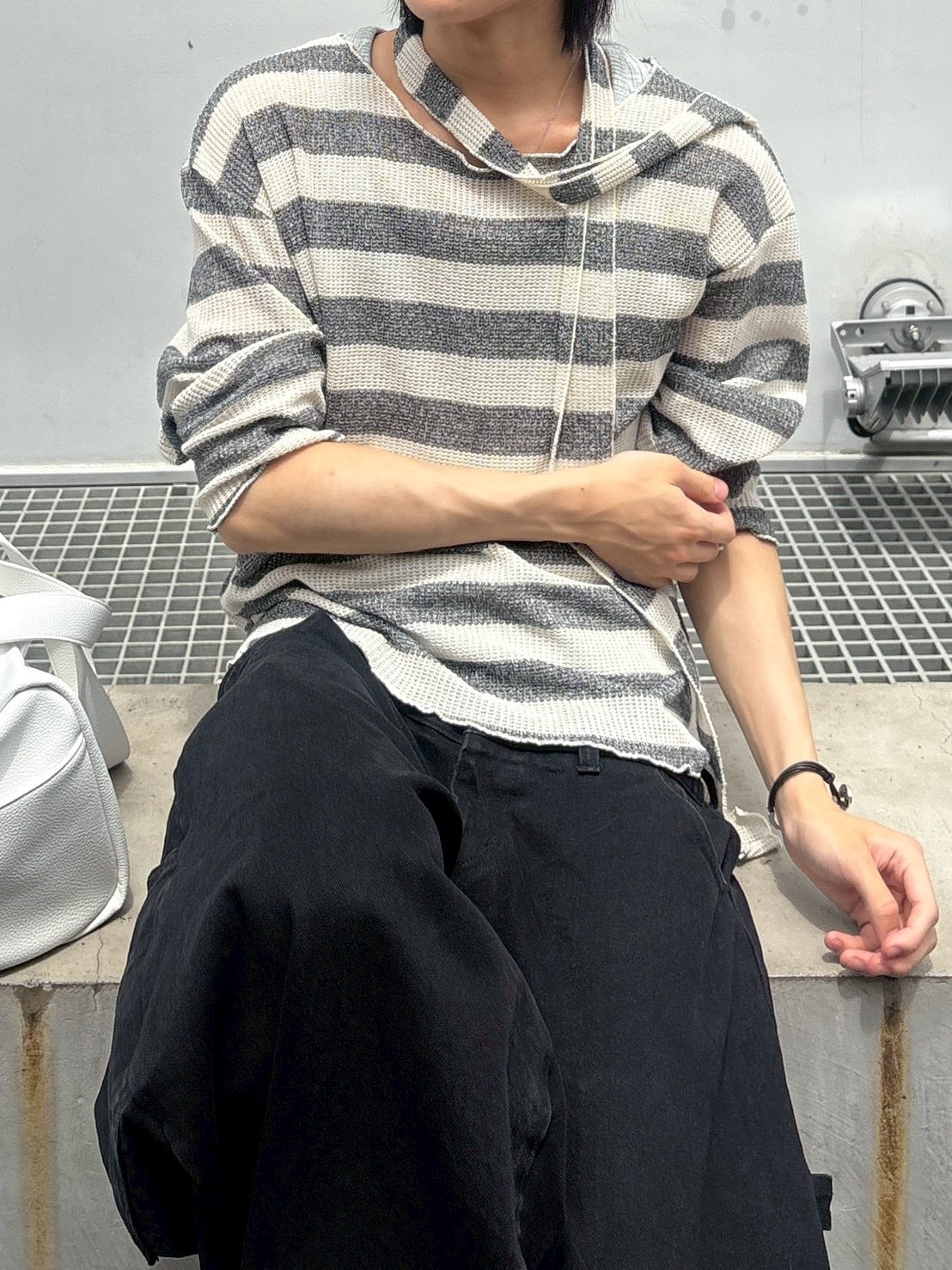【nmtc+】tie set sheer border long sleeve (2color)