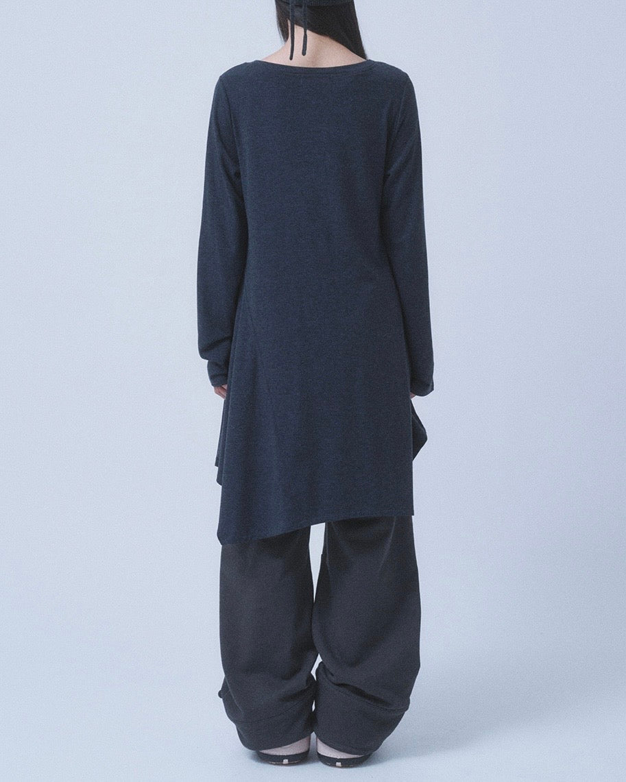 【TUOMIO】BOAT NECK JERSEY DRESS