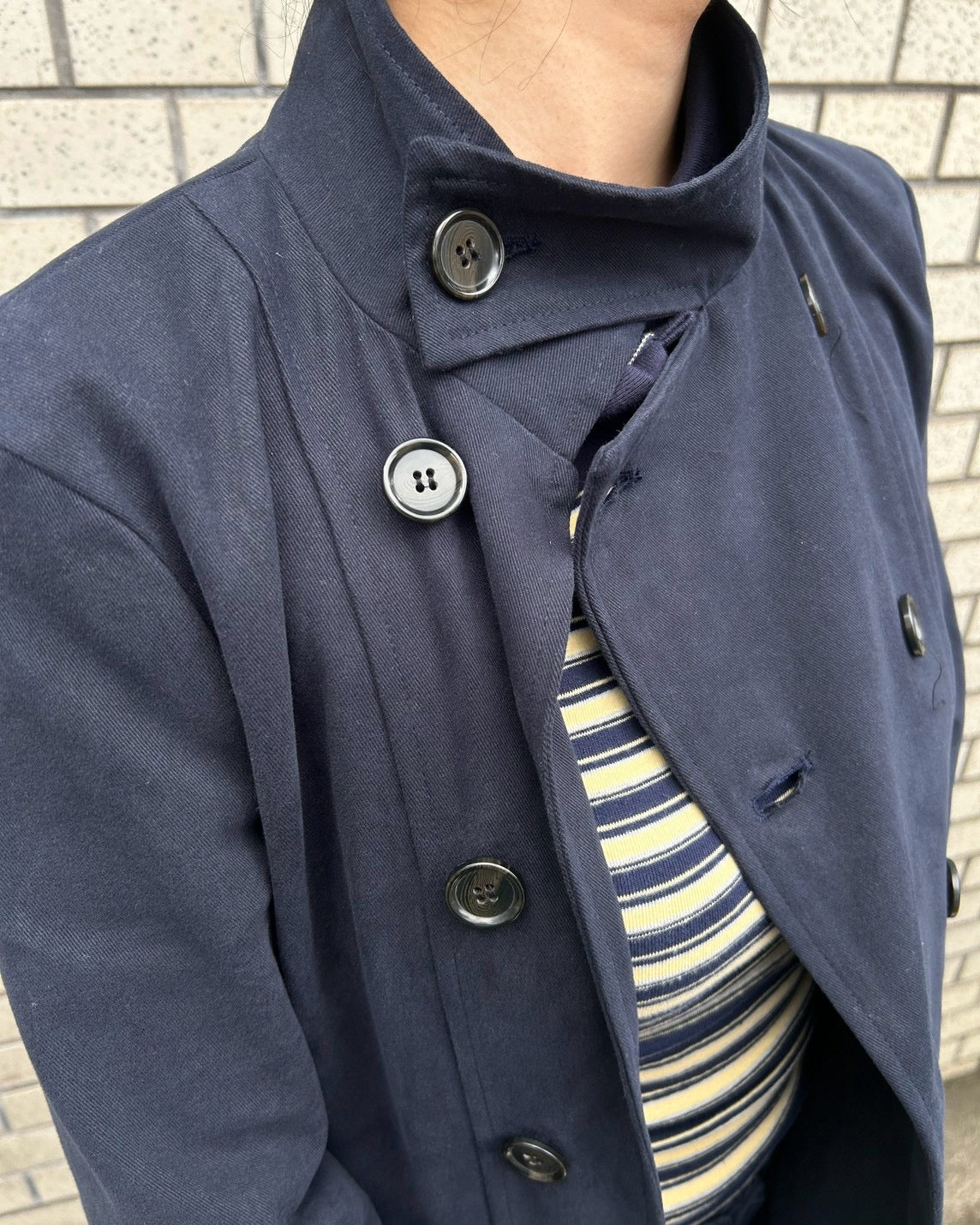 受注制【OaKS】low-neck slim-fit jacket (3color)