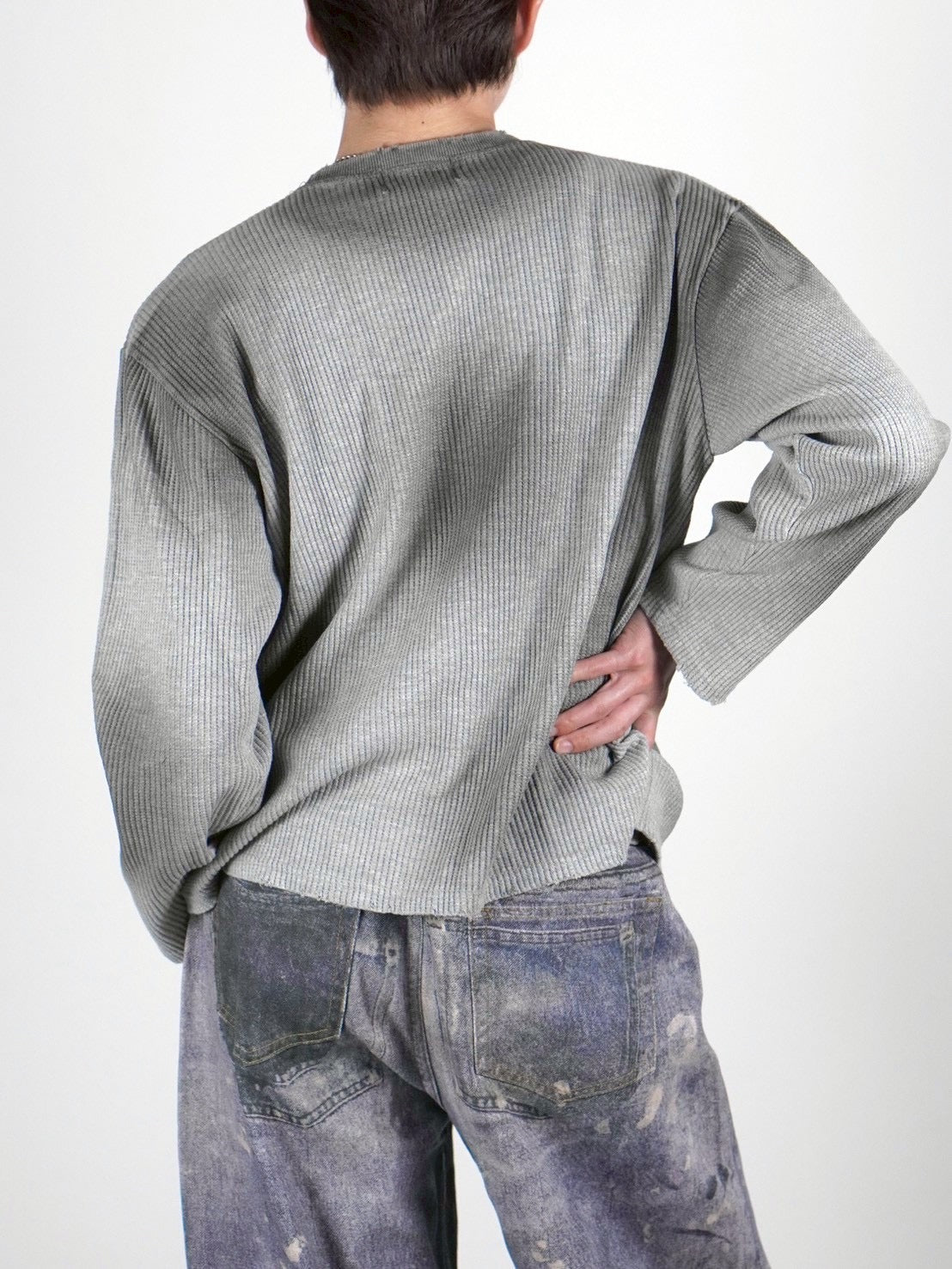 受注制【Chikashitsu +】washed waffle long sleeve (2color)