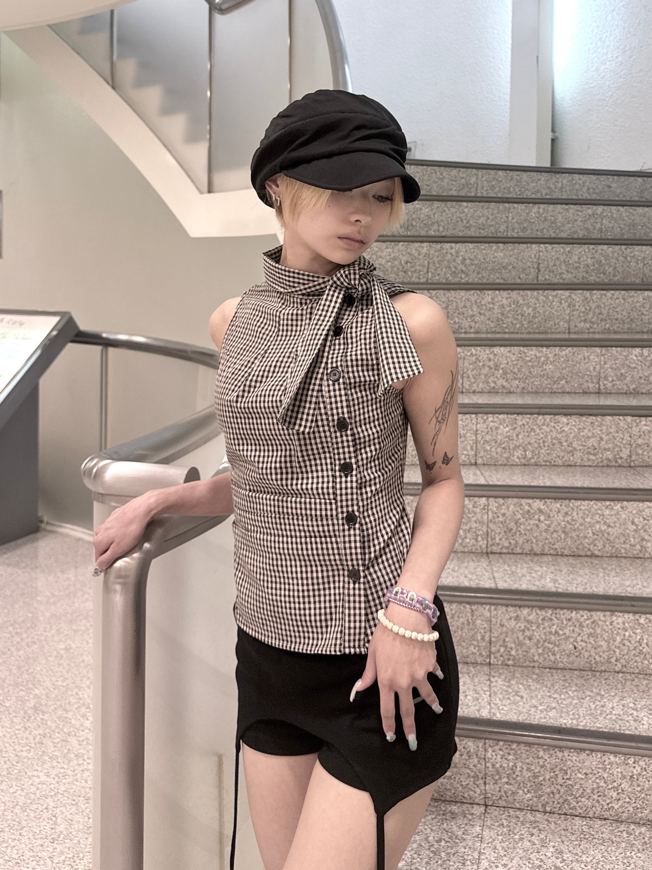 渋谷109店WEB限定受注制【nmtc+】Check Ribbon Tie Blouse