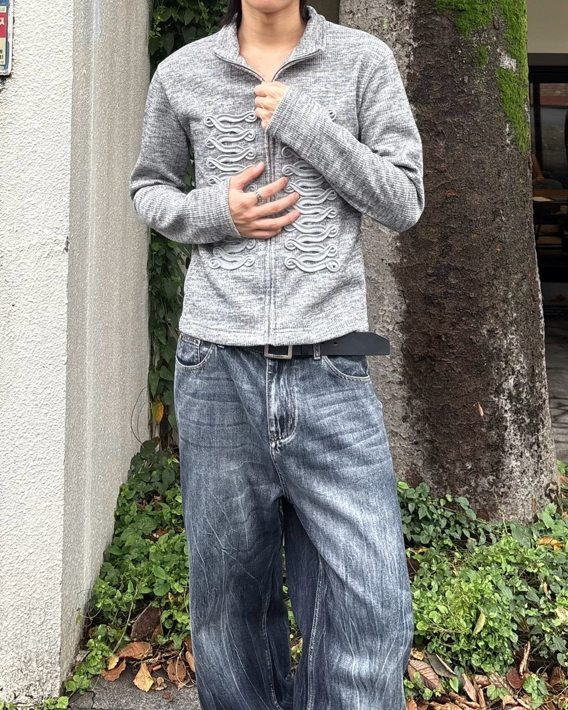 受注制【nmtc+】Napoleon Detail Rib Knit Zip Up Jacket (2color)