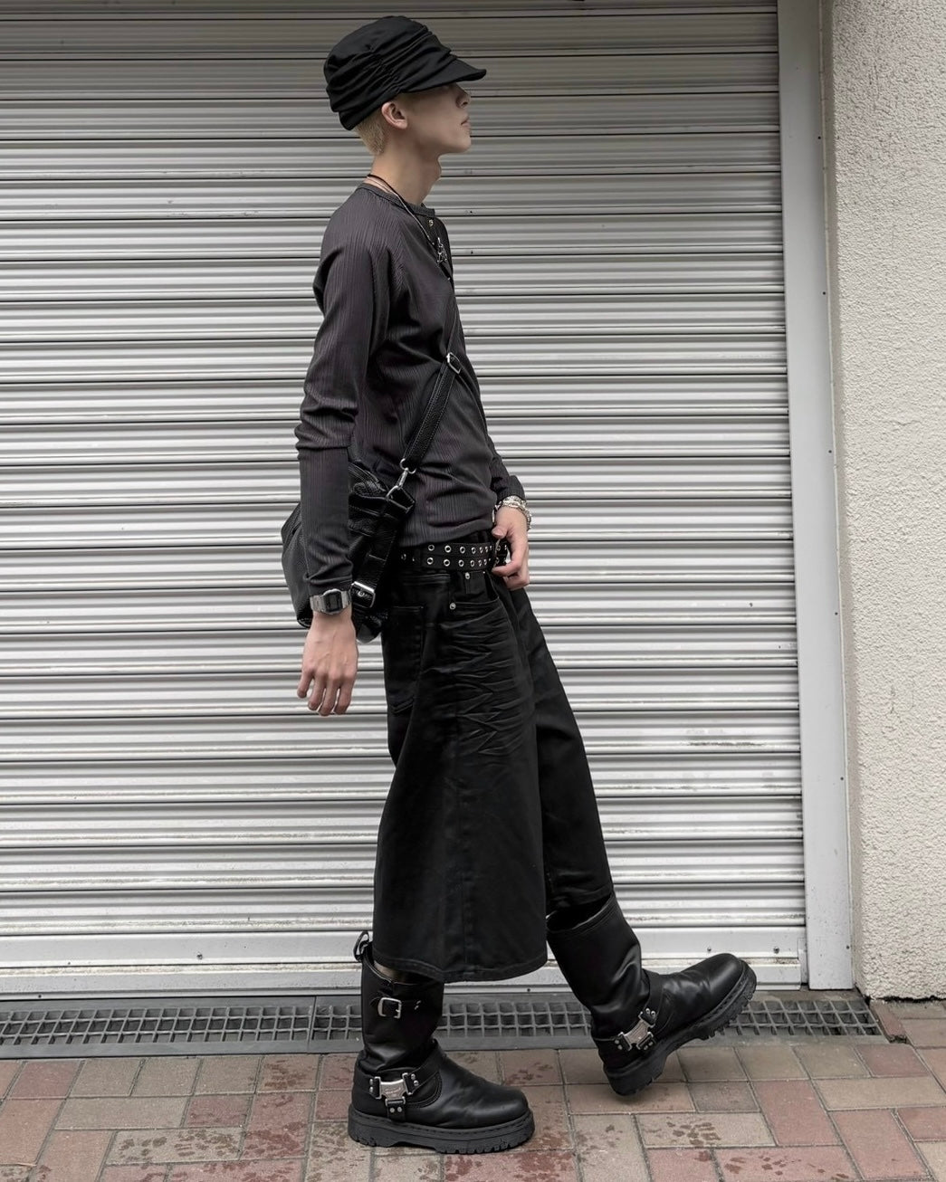 受注制【nmtc+】Snap henley neck ribbed slim top (4color)
