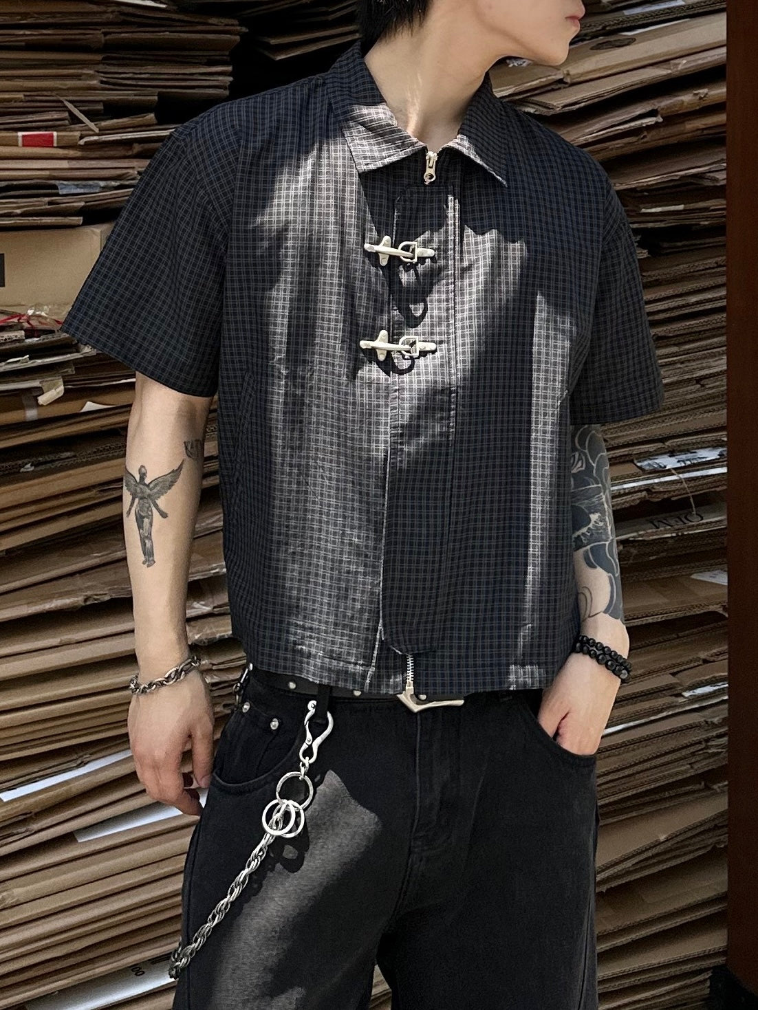 大阪店WEB限定受注制【Chikashitsu +】double buckle shirt jacket (2color)