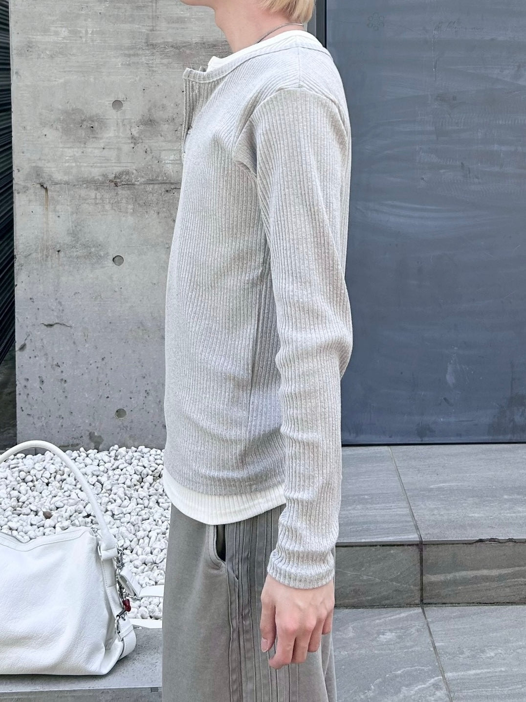 受注制【nmtc+】layered henley neck long sleeve (2color)
