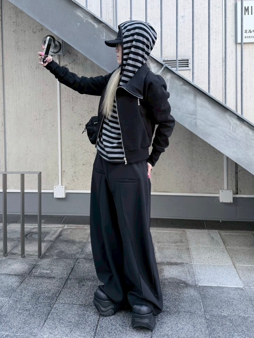 3/1 20:00発売 受注制【nmtc +】cross design diagonal zip up sweat / 【エヌエムティーシープラス】クロスデザインダイアゴナルジップアップスウェット (2color)