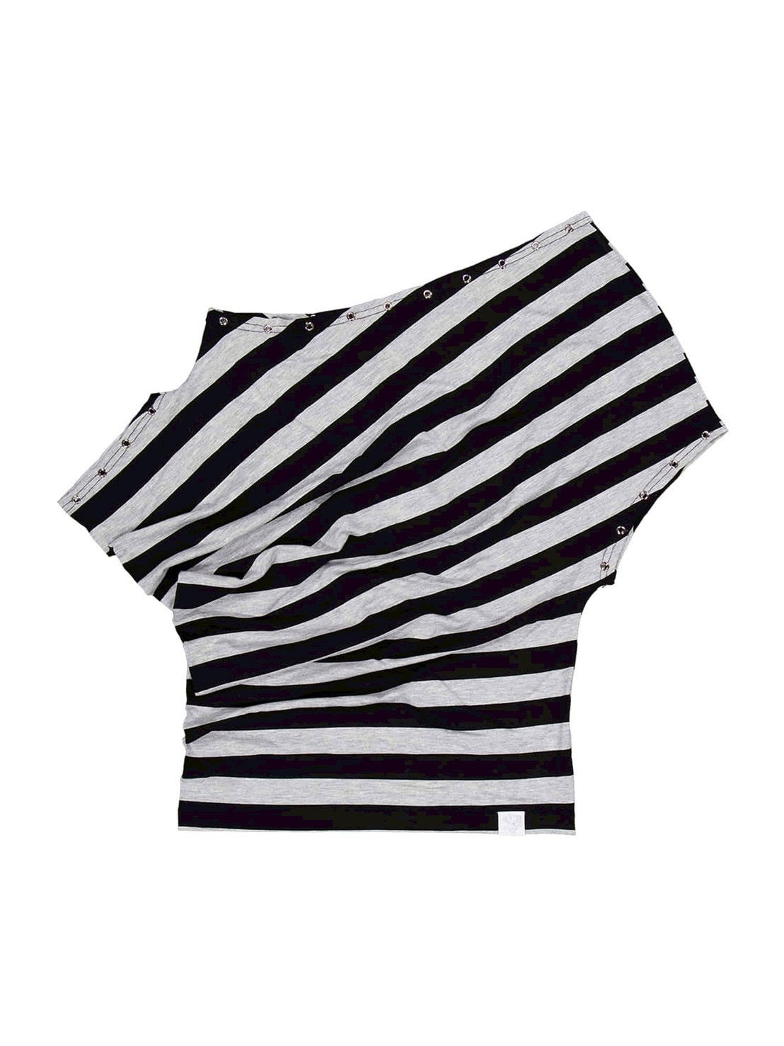 【SETUP-EXE】STRIPE EYELET DRAPE TOP