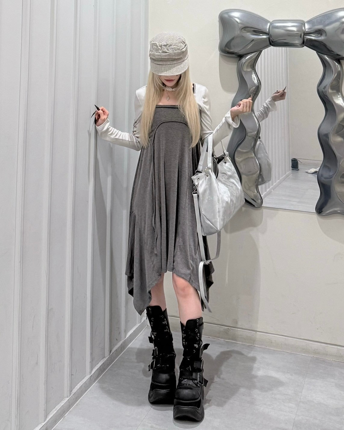受注制【nmtc+】Curve Layered Long Skirt (2color)